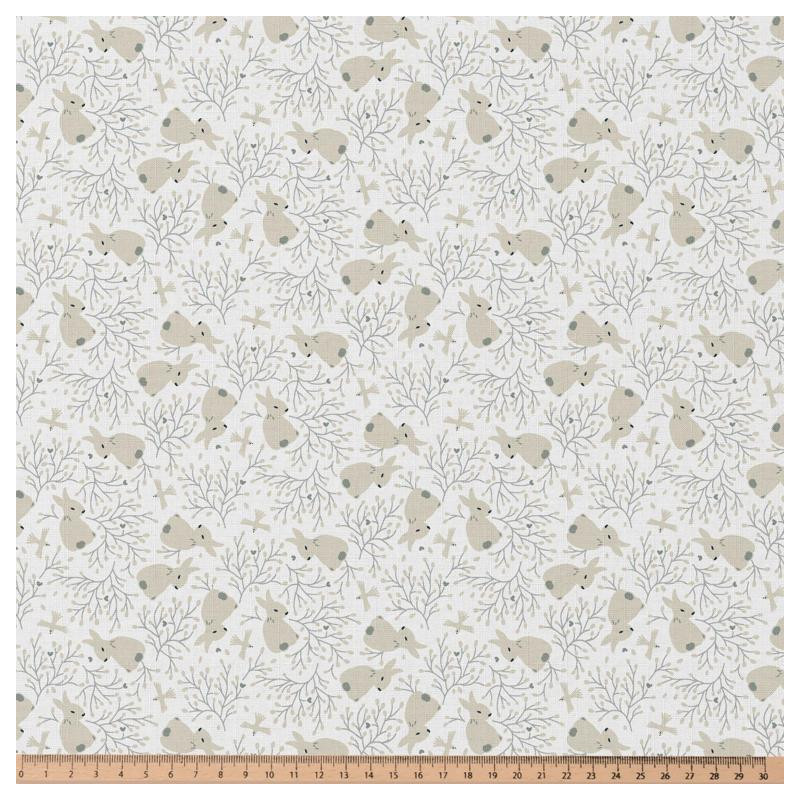 Printed Cotton TAMKANIN White / Linen
